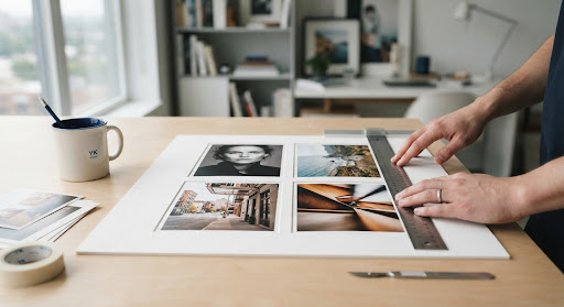 Photographs being aligned with precision